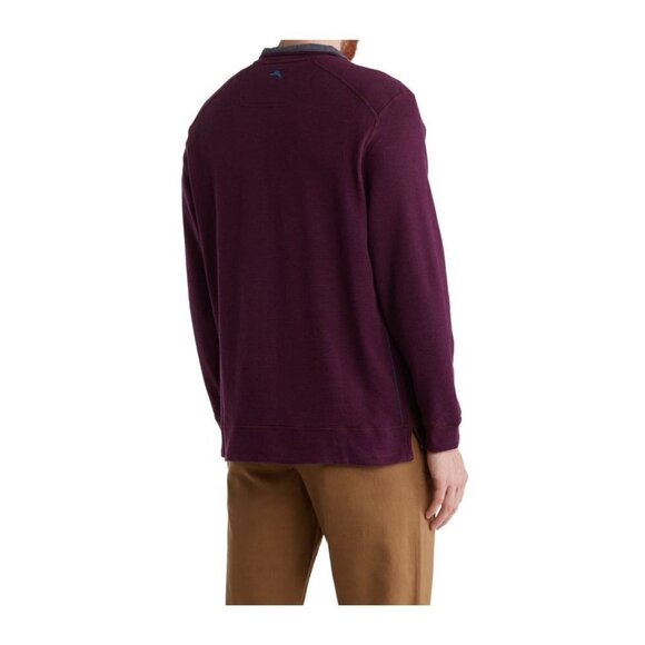 Tommy Bahama Mens Plum Half Zip Knit Reversible Long Sleeve Pullover Sz L New - Picture 2 of 13